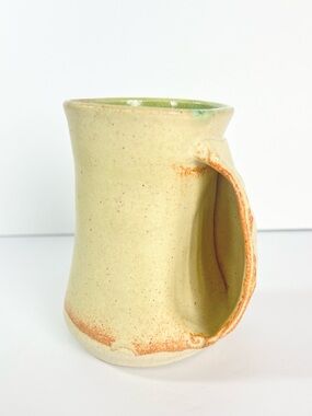 Art Pottery Mug handwarmer cup Yvette Lepley signed artisan made